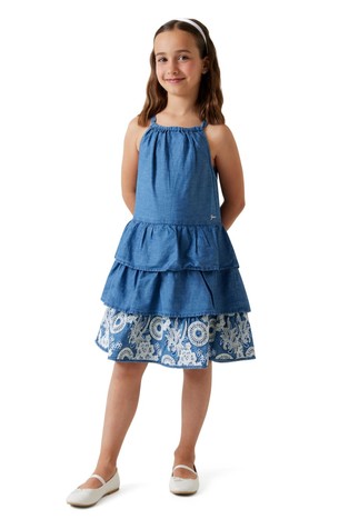 Ruffled denim mini dress