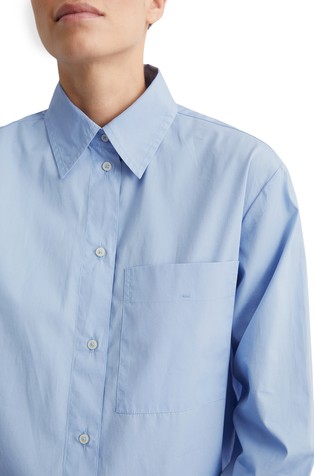 MARC O'POLO Cropped srajca iz bombažnega poplina Modra - Blue 3
