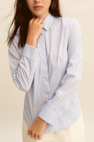 Striped cotton blend shirt
