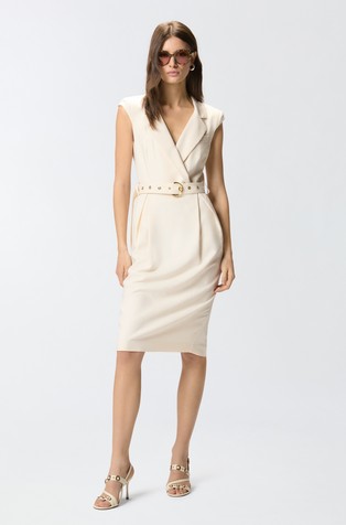 Obleka na preklop s pasom iz viskozne mešanice