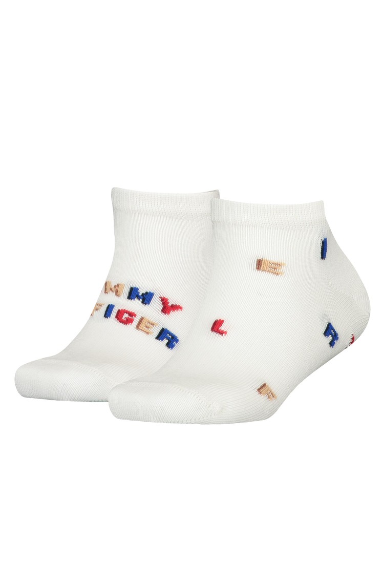 TOMMY HILFIGER Paket 2 parov stopalk z barvitim logotipom Bela - White 