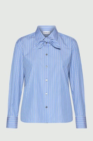 Striped poplin shirt with neckerchief