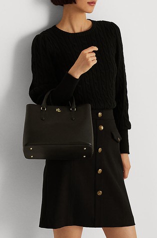 RALPH LAUREN Smooth leather small Marcy satchel Black 6