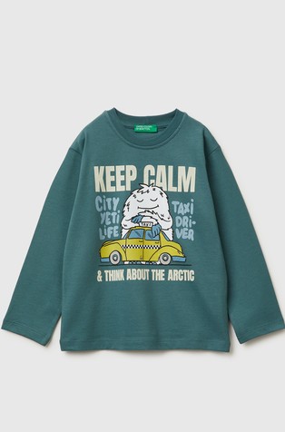 Bombažna majica z dolgimi rokavi in potiskom