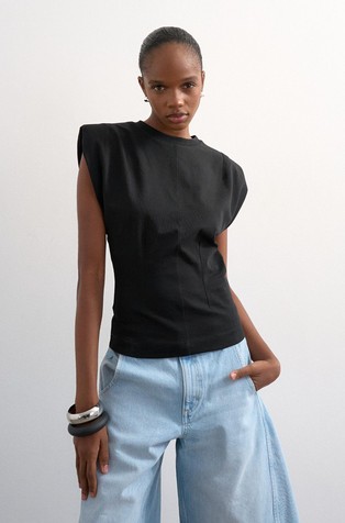 TSJULLA bombažna majica s podloženimi rameni