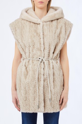 Brezrokavnik iz umetnega krzna z vzorcem verig