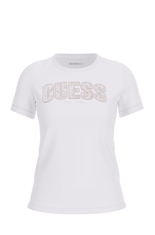 Lace logo T-shirt with rhinestones