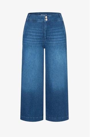 Široke jeans hlače z visokim pasom