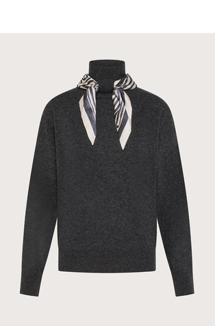 Wool and cashmere sweater with scarf detail