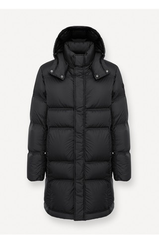 Hooded water-repellent puffy down jacket