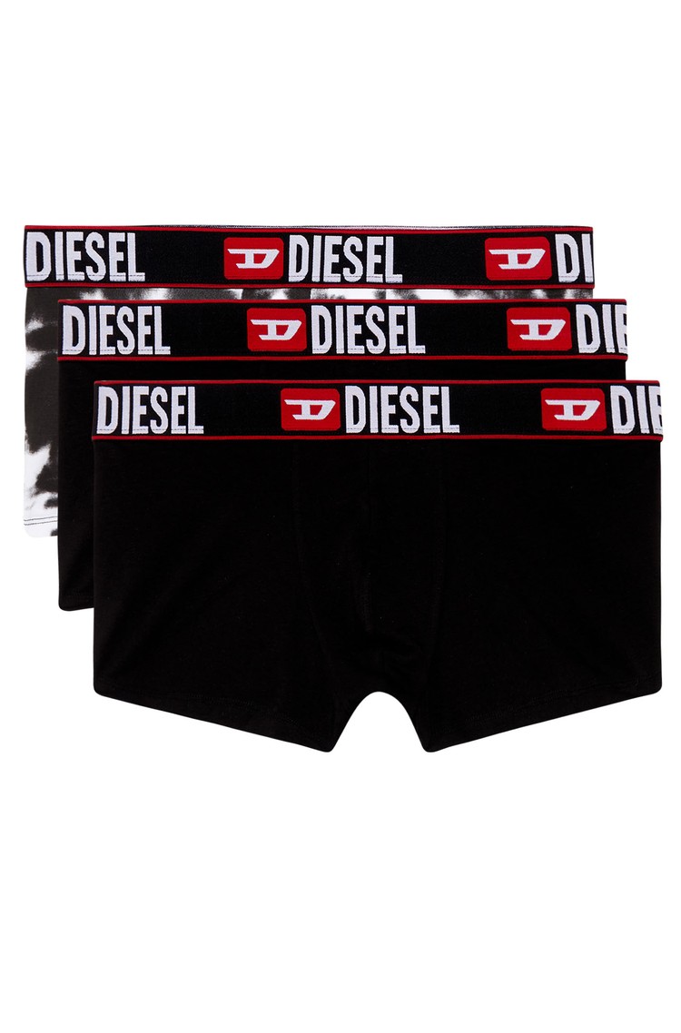 DIESEL Three-pack boxer briefs plain and tie-dye Black 