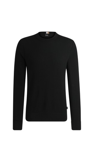 Micro-structured crew-neck sweater in cotton