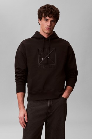 Bombažen logo pulover s kapuco