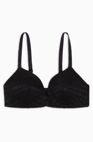 EMPORIO ARMANI ASV Iconic oblikovan triangel modrček z logo vzorcem Črna - Black 4