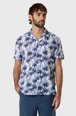 Havajska srajca s kratkimi rokavi iz lana in bombaža