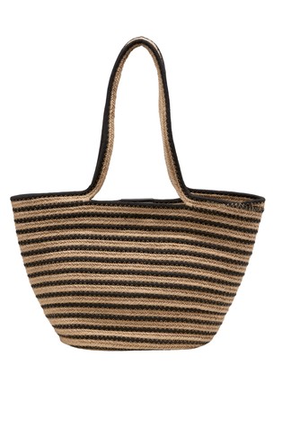 MARC O'POLO Large shopper with stripes Black / Nature 3