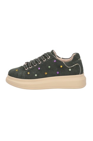 City Jungle suede sneakers with rhinestones
