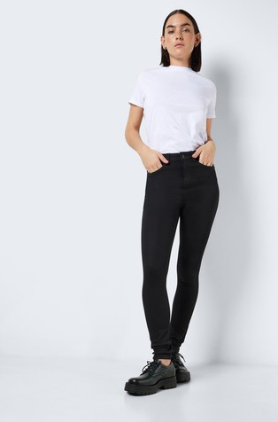NOISY MAY NMCALLIE skinny fit jeans hlače z visokim pasom Črna - Black 3