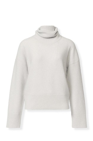 Pleten pulover s puli ovratnikom in mikro bleščicami