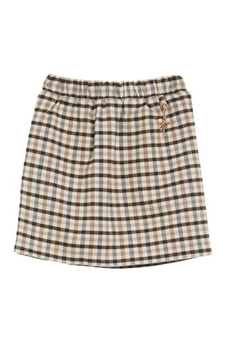 Checked mini skirt with built-in shorts