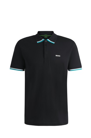 Polo shirt in cotton with striped trims