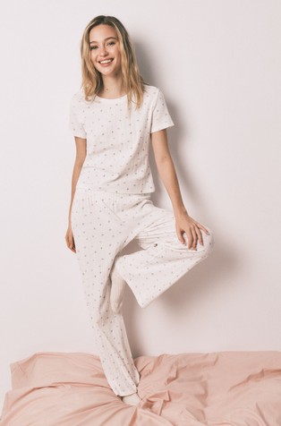 HI&BYE pižama iz raztegljivega bombaža s cvetličnim vzorcem