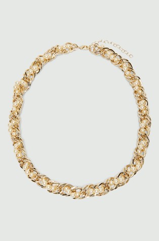 Kratka kovinska ogrlica s perlami