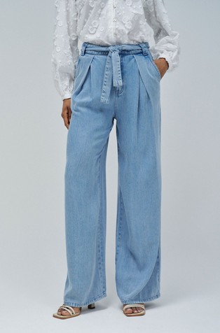Široke denim chino hlače s pasnim trakom