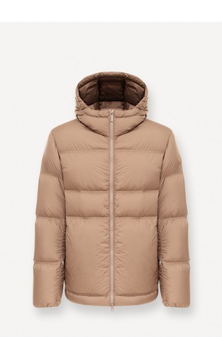 Water-repellent hooded down jacket