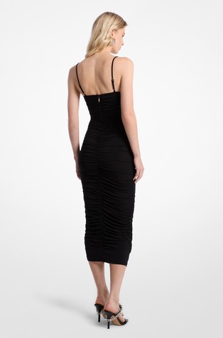 MICHAEL KORS Ruched Stretch Matte Jersey Dress Black 2