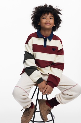 Long sleeve striped polo