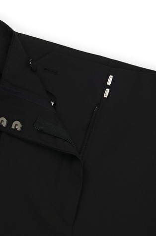 HUGO BOSS Ravne hlače z visokim pasom iz deviške volne Črna - Black 2