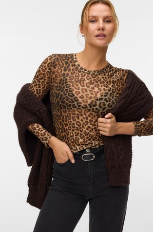 VMLOVA mrežasta majica z dolgimi rokavi