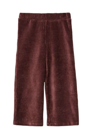 Žametne hlače z elastičnim pasom in širokimi hlačnicami