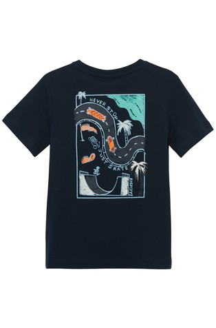 S.OLIVER Cotton T-shirt with a print on the front and back Dark Blue 2