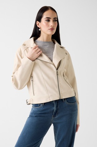 Faux-leather biker jacket