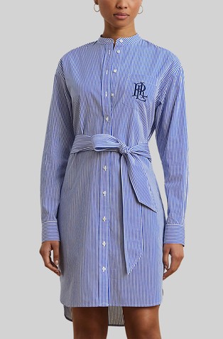 Striped Belted Cotton Shirtdress