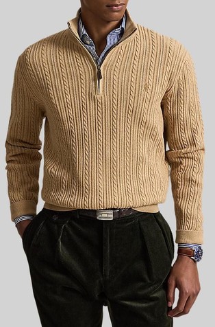 Cable-Knit Cotton Quarter-Zip Jumper