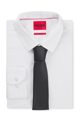 HUGO BOSS Gladka kravata iz svilene mešanice Črna - Black 3