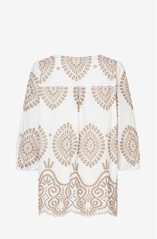 MORE &amp; MORE Blouse with contrast embroideries White / Beige 2