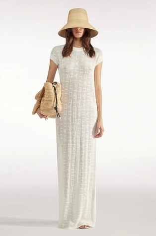 Long viscose-cotton blend dress