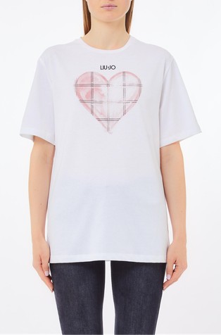 T-shirt with print and gemstones