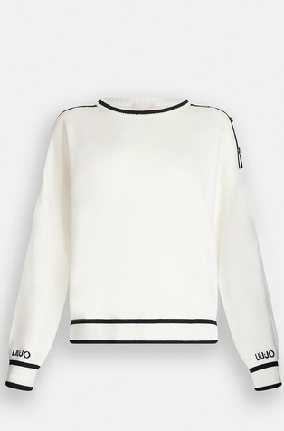 Viscose-blend jumper with contrasting details