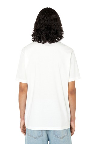 DIESEL Unisex T-shirt with oval D patch White 4