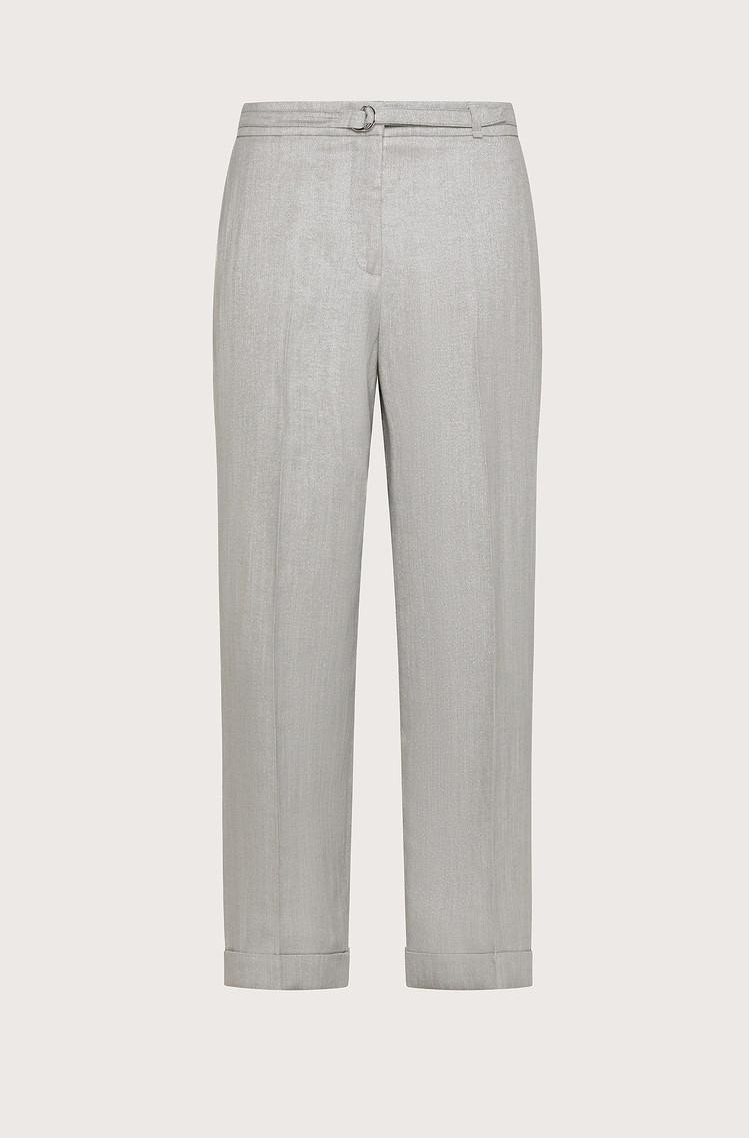 SEVENTY Linen blend trousers with lurex Silver 
