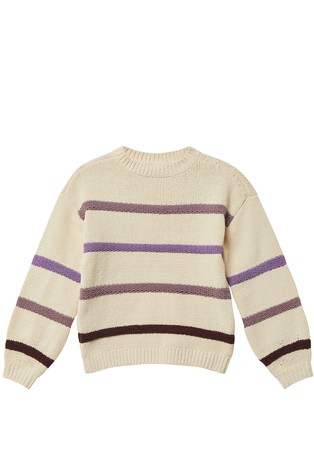 Striped chenille knit sweater in a loose fit