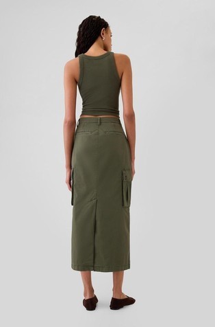 GAP Utility Cargo Midi Skirt Olive Green 2