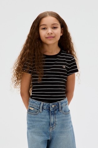 Slim fit črtasta majica s kratkimi rokavi