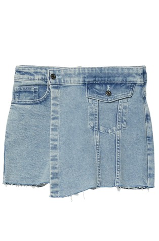 Denim kratke hlače s poklopcem spredaj in resastimi robovi