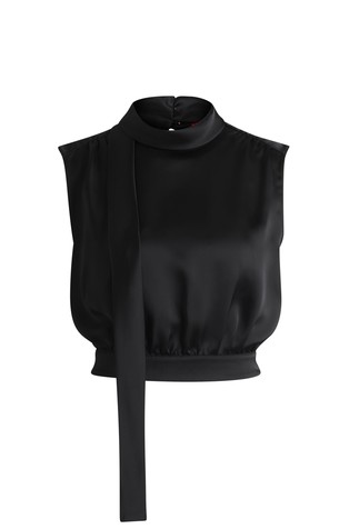 Sleeveless satin top with collar detail
